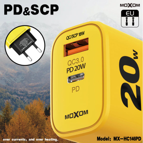 Moxom Fast Travel Έξυπνος φορτιστής Προσαρμοστικός και συμβατός με διπλές θύρες Έξυπνος έλεγχος θερμοκρασίας 20W