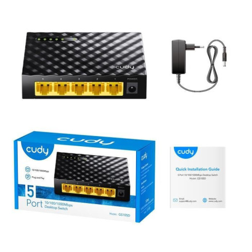 Cudy GS105D v4 Unmanaged Switch με 5 Θύρες Gigabit (1Gbps) Ethernet