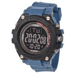 LASIKA W-H9053 Ανδρικό αθλητικό ψηφιακό ρολόι με πυξίδα Ανθεκτικό σε κραδασμούς Λουράκι από ρητίνη Αδιάβροχο Με λειτουργία ξυπνητηριού Καντράν 50 mm για αναρρίχηση Μπλε