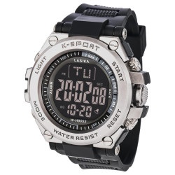 LASIKA W-H9053 Ανδρικό αθλητικό ψηφιακό ρολόι με πυξίδα Ανθεκτικό σε κραδασμούς Λουράκι από ρητίνη Αδιάβροχο Με λειτουργία ξυπνητηριού Καντράν 50 mm για αναρρίχηση Σκούρο μπλε