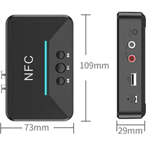Andowl NFC v5.0 Bluetooth 5.0 Receiver με θύρες εξόδου 3.5mm Jack / USB / RCA και NFC