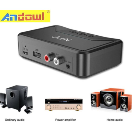 Andowl NFC v5.0 Bluetooth 5.0 Receiver με θύρες εξόδου 3.5mm Jack / USB / RCA και NFC