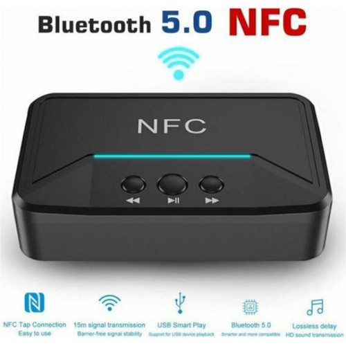 Andowl NFC v5.0 Bluetooth 5.0 Receiver με θύρες εξόδου 3.5mm Jack / USB / RCA και NFC