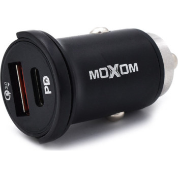 Moxom Φορτιστής Αυτοκινήτου 33W 3.6A με Θύρες: 1xUSB 1xType-C Μαύρος
