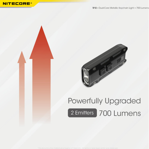 NiteCore Επαναφορτιζόμενος Φακός Μπρελόκ LED Αδιάβροχος IP54 με Μέγιστη Φωτεινότητα 700lm Tip SE Black