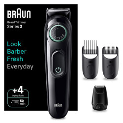 Braun Series 3 Trimmer Μηχανή Επαναφορτιζόμενη Black / Vibrant BT3421