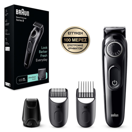 Braun Series 3 Trimmer Μηχανή Επαναφορτιζόμενη Black / Vibrant BT3421