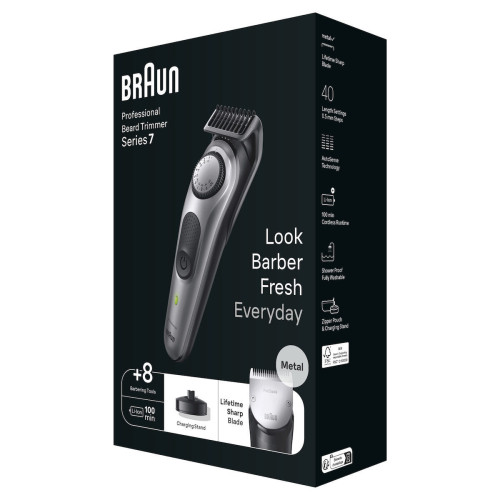 Braun Trimmer Μηχανή Επαναφορτιζόμενη Black / Space Grey BT7420