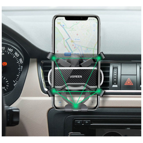 Ugreen Βάση Κινητού Αυτοκινήτου Gravity Phone Holder Black με Ρυθμιζόμενα Άγκιστρα Μαύρη