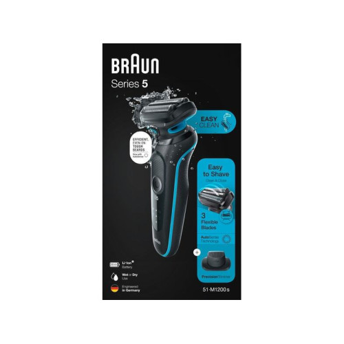 Braun Series 5 51-M1200s Ξυριστική Μηχανή Προσώπου Επαναφορτιζόμενη