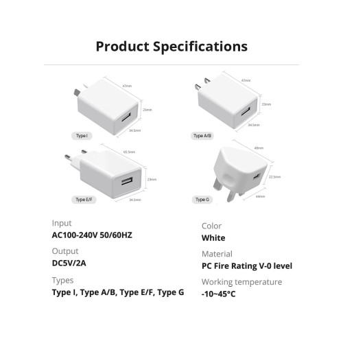 Sonoff Φορτιστής Χωρίς Καλώδιο με Θύρα USB-A 10W Λευκός (PS10UA050K2000EU)