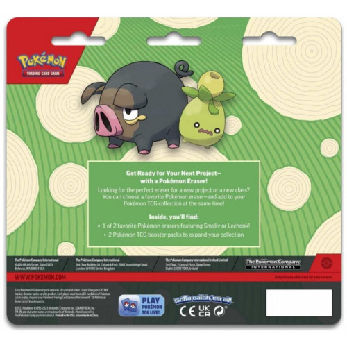 Pokemon Back To School 2023 Smoliv Eraser & 2 Booster Packs (POK852497 Smoliv)