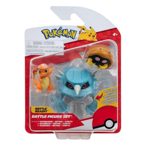 Pokemon Battle Figure Set Figure 3-Pack Kabuto, Charmander, Metang