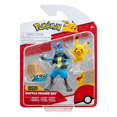 Pokemon Battle Figure Set Figure 3-Pack Pikachu, Omanyte, Lucario