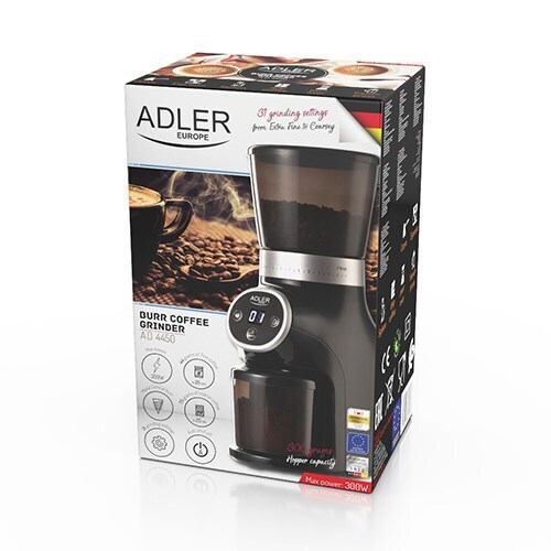 Adler Ηλεκτρικός Μύλος Καφέ 300W με Χωρητικότητα 300gr και 31 Επίπεδα Άλεσης Μαύρος