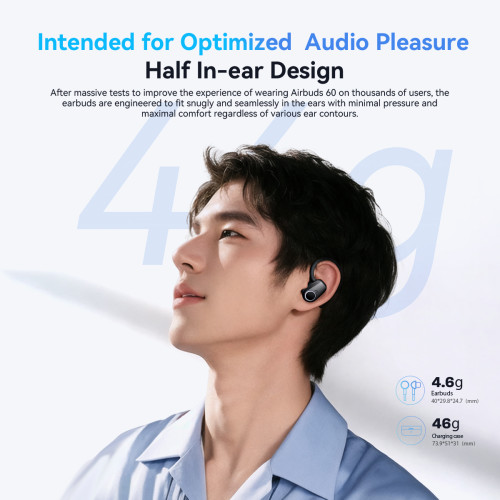 BlackView Airbuds 60 Bluetooth Handsfree Ακουστικά με Αντοχή στον Ιδρώτα και Θήκη Φόρτισης Μαύρα