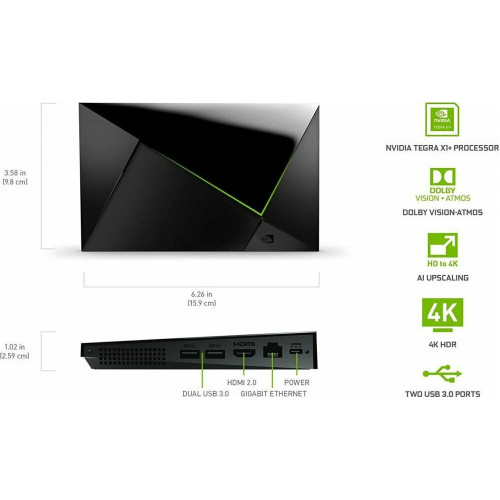 NVidia TV Box Shield TV Pro (2019) 4K UHD με WiFi USB 3.0 /USB 3.1 (USB-C) 3GB RAM και 16GB Αποθηκευτικό Χώρο με Λειτουργικό Android 9.0 και Google Assistant / Alexa