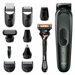 Braun All-In-One Trimmer 7 10 in 1 Σετ Επαναφορτιζόμενης Κουρευτικής Μηχανής Μαύρο MGK7321