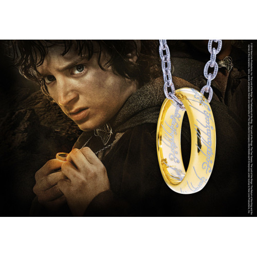 The Noble Collection Lord of the Rings: The One Ring Gold Plated Sterling Silver Necklace Ρεπλίκα μήκους 50.8εκ.