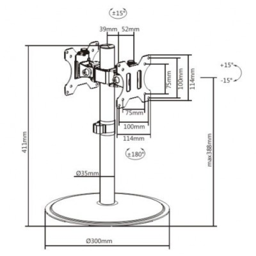 Techly ICA-LCD 402 βάση γραφείου για δυο οθόνες από 17 "έως 32"