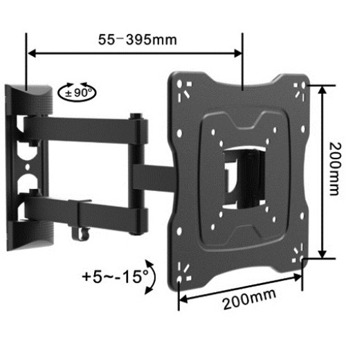 TVY-1110 Επιτοίχια βάση με μπράτσο 17-42inches