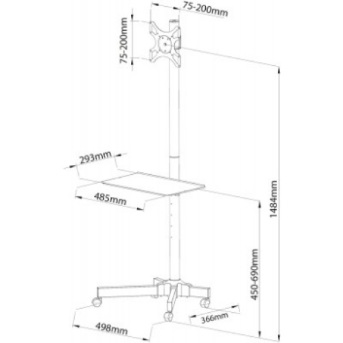 Techly ICA-TR20 Trolley Βάση τηλεόρασης LCD / LED / πλάσματος 19"-37"