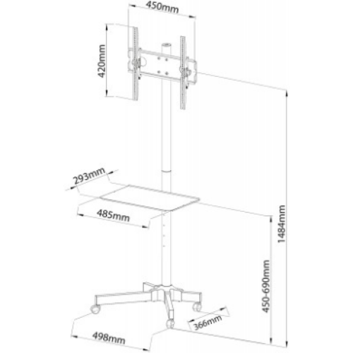 Techly ICA-TR21 Βάση trolley LCD / LED / Plasma 23"-55"