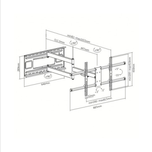 Techly ICA-PLB 490 βάση στήριξης τηλεόρασης LCD 43-80 " έως 1015 mm απόσταση απο τον τοίχο