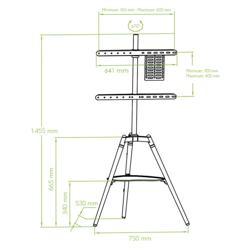 TECHLY ICA-TR58 ΒΑΣΗ ΔΑΠΕΔΟΥ ΤΡΙΠΟΔΟ ΓΙΑ ΤΗΛΕΟΡΑΣΗ LCD/LED/PLASMA 32-65 ME ΡΑΦΙ