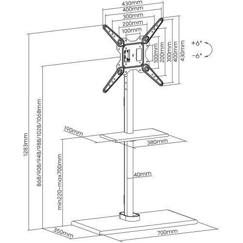 TECHLY ICA-TR414 Βάση δαπέδου για τηλεοράσεις LCD/LED/Plasma 23" έως 55"