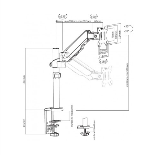 TECHLY ICA-LCD 515B ΒΑΣΗ ΣΤΗΡΙΞΗΣ ΟΘΟΝΗΣ 17-32'ΜΕ ΕΛΑΤΗΡΙΟ ΑΕΡΙΟΥ ΜΑΥΡΗ