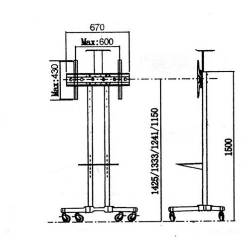 GJ-1500 ΒΑΣΗ ΤΗΛΕΟΡΑΣΗΣ ΔΑΠΕΔΟΥ ΤΡΟΧΗΛΑΤΗ 32"-65"