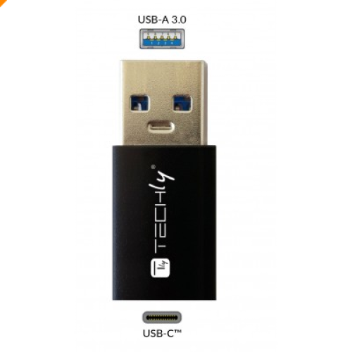 TECHLY IADAP USB3-AFT Mini USB-A 3.0 Male to USB-C ™ Female Converter Black