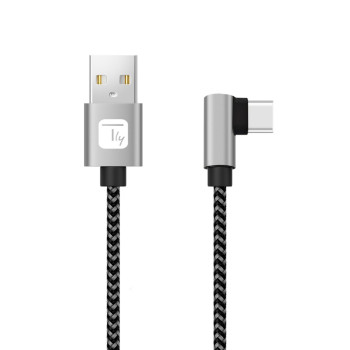TECHLY ICOC MU2AC9-020-AL USB A Male 2.0 / USB-C™ Male Angled Cable 3A 2m Aluminum