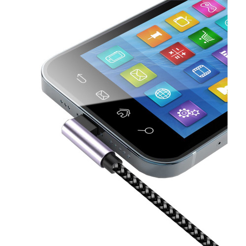 TECHLYICOC MU2AC9-010-AL USB A Male 2.0 / USB-C™ Male Angled Cable 3A 1m Aluminum