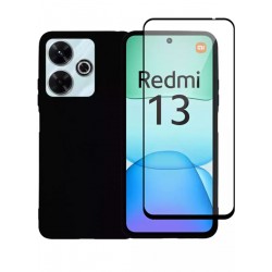 Vivid Back Cover Tempered Glass / Σιλικόνης Σετ με Τζαμάκι Μαύρο (Redmi 13 4G (OEM)) VIMAT392GLASSBK